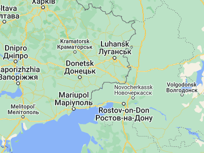 Map showing location of Snizhne (48.02612, 38.77225)