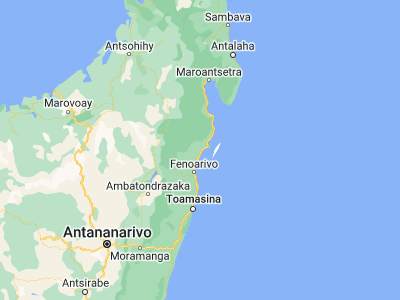 Map showing location of Soanierana Ivongo (-16.91667, 49.58333)