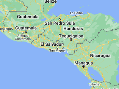 Map showing location of Sociedad (13.7, -88.01667)