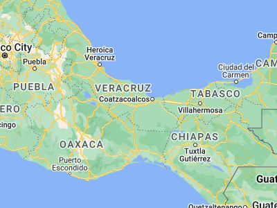 Map showing location of Soconusco (17.96335, -94.88097)