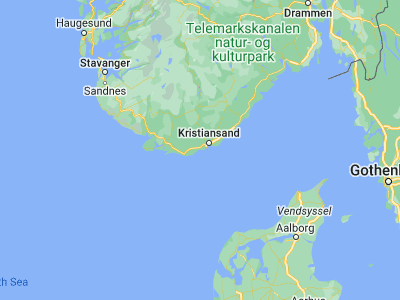 Map showing location of Søgne (58.08333, 7.81667)