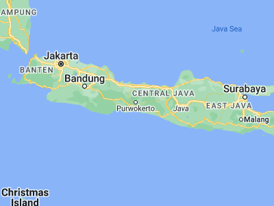 Map showing location of Sokaraja (-7.45806, 109.28806)