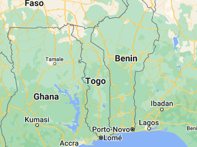 Map showing location of Sokodé (8.98333, 1.13333)