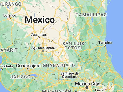 Map showing location of Soledad Díez Gutiérrez (22.2, -100.95)