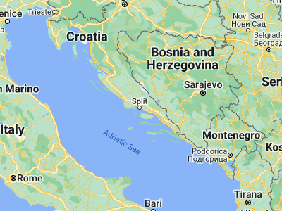 Map showing location of Solin (43.5432, 16.49314)