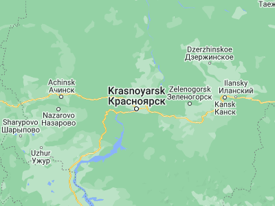 Map showing location of Solnechnyy (56.11583, 92.92528)