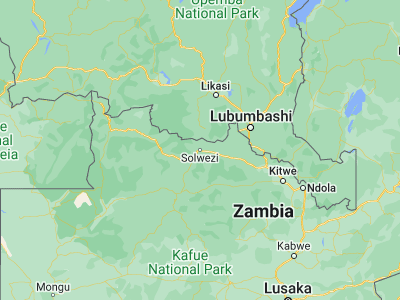 Map showing location of Solwezi (-12.1688, 26.38938)