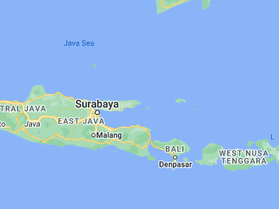 Map showing location of Somorpenang (-6.9949, 114.0612)