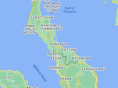 Map showing location of Songkhla (7.19882, 100.5951)
