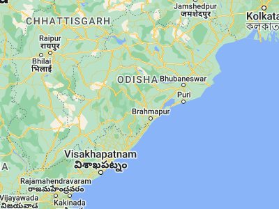 Map showing location of Sorada (19.75, 84.43333)