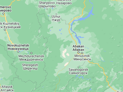 Map showing location of Sorsk (54.00333, 90.24667)