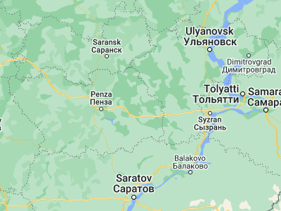 Map showing location of Sosnovoborsk (53.29066, 46.24849)