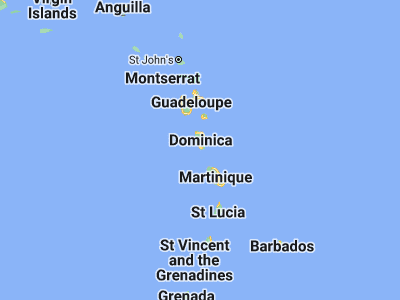 Map showing location of Soufrière (15.23333, -61.36667)