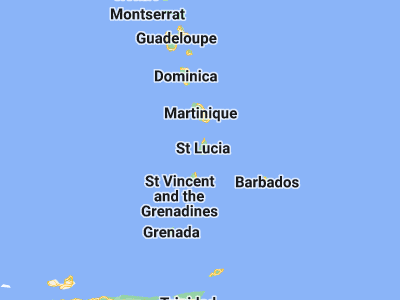 Map showing location of Soufrière (13.85616, -61.0566)