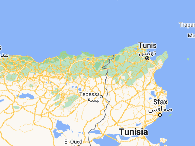 Map showing location of Souk Ahras (36.28639, 7.95111)