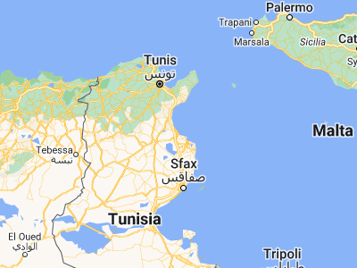 Map showing location of Sousse (35.82539, 10.63699)