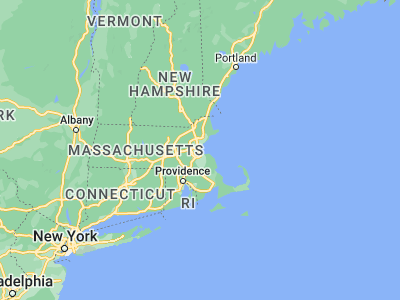 Map showing location of South Boston (42.33343, -71.04949)