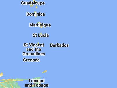 Map showing location of Speightstown (13.25, -59.65)
