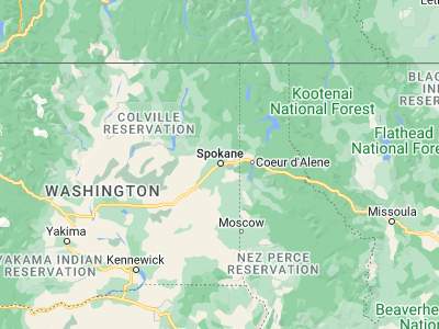 Map showing location of Spokane (47.65966, -117.42908)
