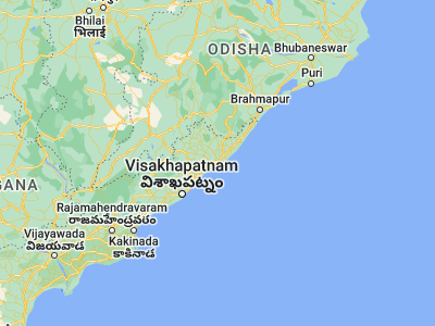 Map showing location of Srīkākulam (18.3, 83.9)