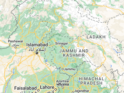 Map showing location of Srīnagar (34.08842, 74.80298)