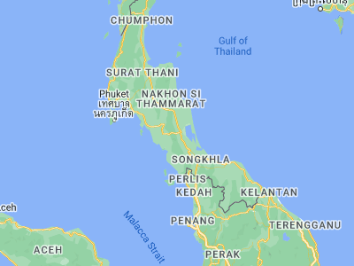 Map showing location of Srinagarindra (7.56991, 99.94353)