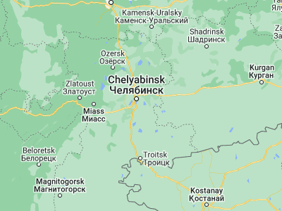 Map showing location of Starokamyshinsk (55.0554, 61.6031)