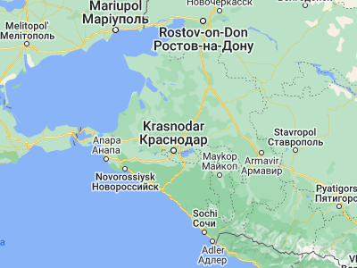 Map showing location of Staromyshastovskaya (45.34329, 39.07608)