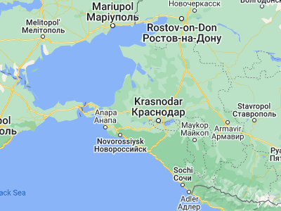 Map showing location of Staronizhestebliyevskaya (45.38315, 38.44304)