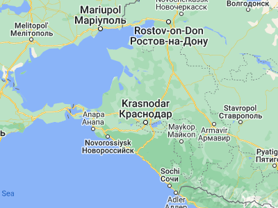 Map showing location of Starovelichkovskaya (45.42884, 38.73261)