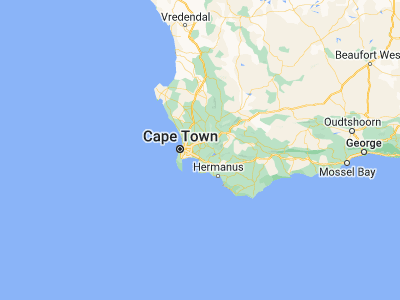 Map showing location of Stellenbosch (-33.93462, 18.86676)