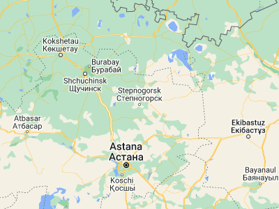 Map showing location of Stepnogorsk (52.35533, 71.88641)