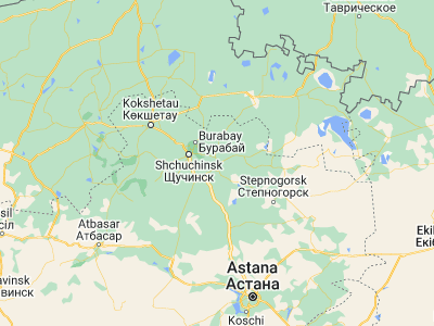 Map showing location of Stepnyak (52.83489, 70.78861)