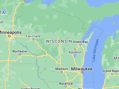 Map showing location of Stevens Point (44.52358, -89.57456)