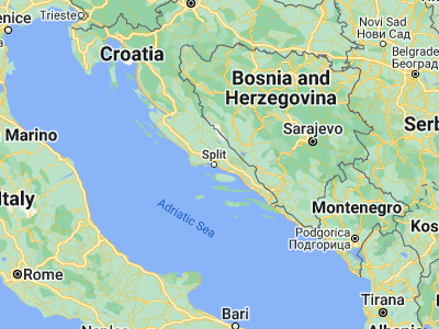 Map showing location of Stobreč (43.5025, 16.52222)