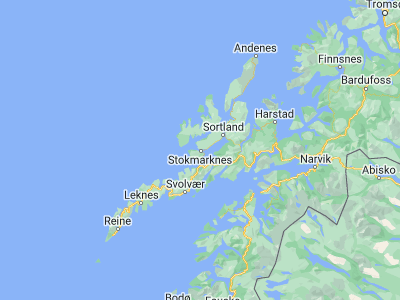 Map showing location of Stokmarknes (68.56462, 14.91075)