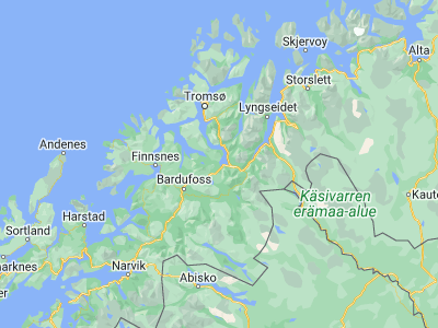 Map showing location of Storsteinnes (69.24081, 19.23437)