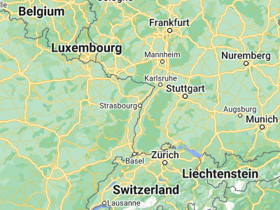 Map showing location of Strasbourg (48.58342, 7.74296)