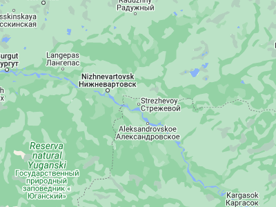 Map showing location of Strezhevoy (60.7333, 77.5889)