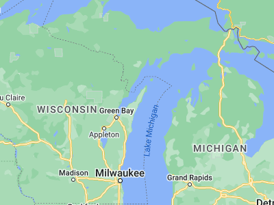 Map showing location of Sturgeon Bay (44.83416, -87.37704)