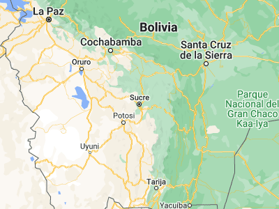 Map showing location of Sucre (-19.03332, -65.26274)