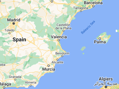 Map showing location of Sueca (39.2026, -0.31114)