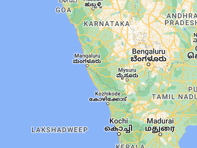 Map showing location of Sulya (12.56667, 75.38333)