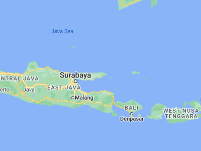 Map showing location of Sumenep (-7.01667, 113.86667)
