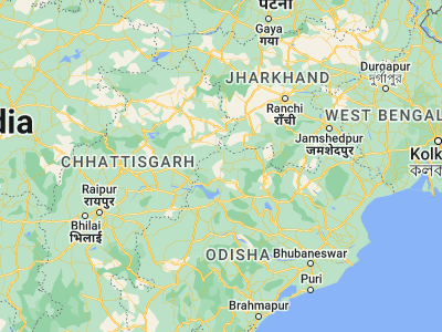 Map showing location of Sundargarh (22.11667, 84.03333)