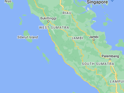 Map showing location of Sungaipenuh (-2.08333, 101.38333)