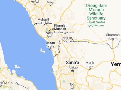 Map showing location of Sūq al Khamīs (17.18126, 43.28811)