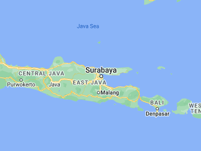 Map showing location of Surabaya (-7.24917, 112.75083)