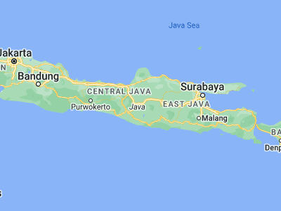 Map showing location of Surakarta (-7.55611, 110.83167)