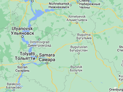 Map showing location of Surgut (53.92498, 51.20348)